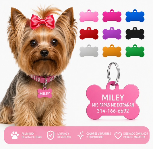 🦴 Placa de Aluminio Personalizada para Perros y Gatos
