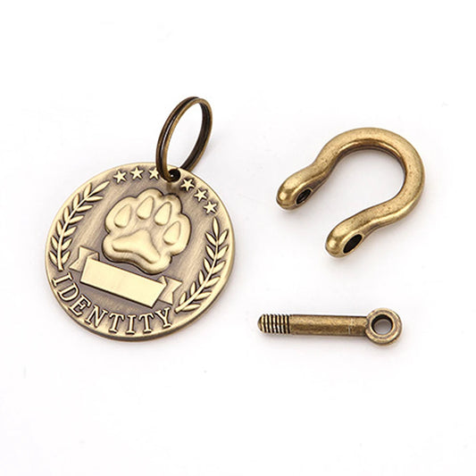 Placa Militar Vintage para Mascotas – Grabado Personalizado Antipérdida con Gancho Retro