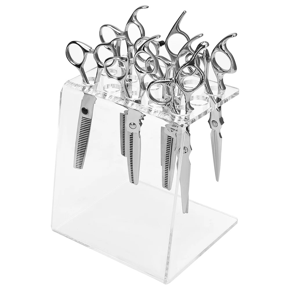 Soporte Acrílico Profesional para Tijeras – 15 Rejillas
