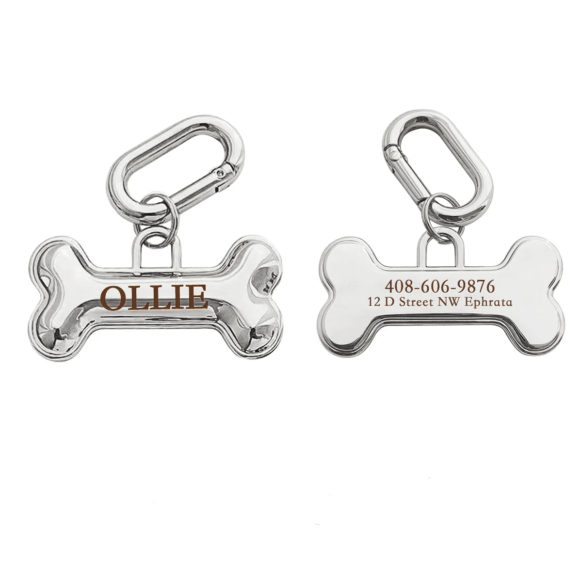 Placa de Hueso Premium con Mosquetón – Grabado Personalizado Elegante para Mascotas
