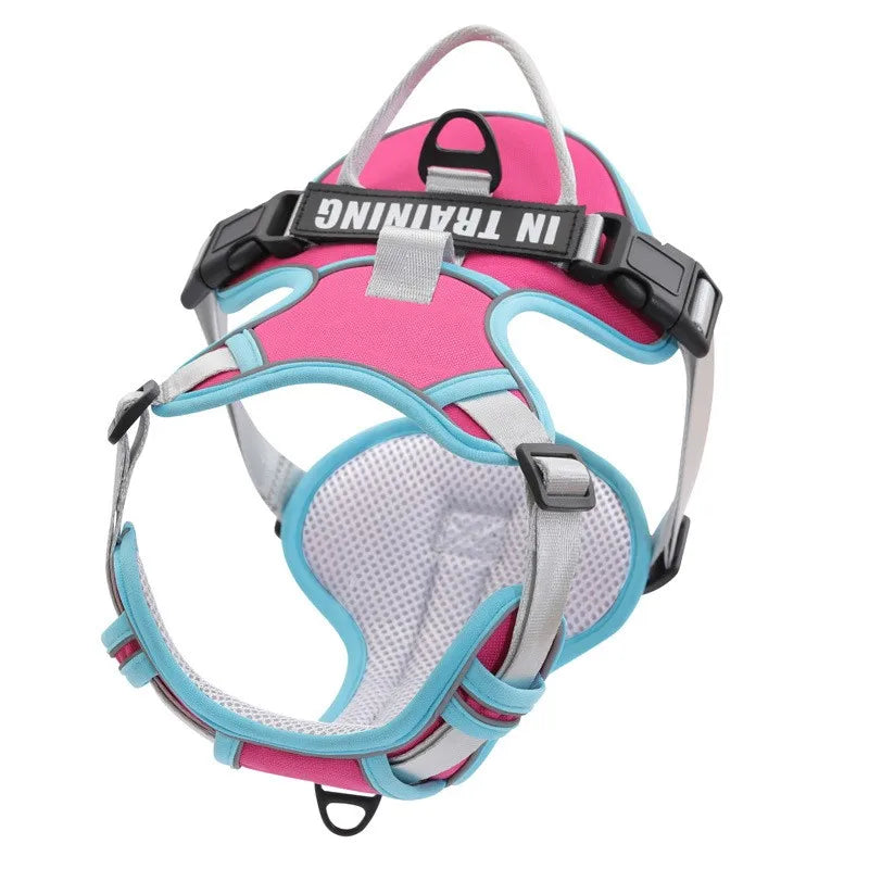 Pechera ergonomíca y reflectante con ajuste personalizado. Con nombre y teléfono personalizado. Cómodo, resistente y transpirable. Perfecto para perros pequeños, medianos o grandes.
