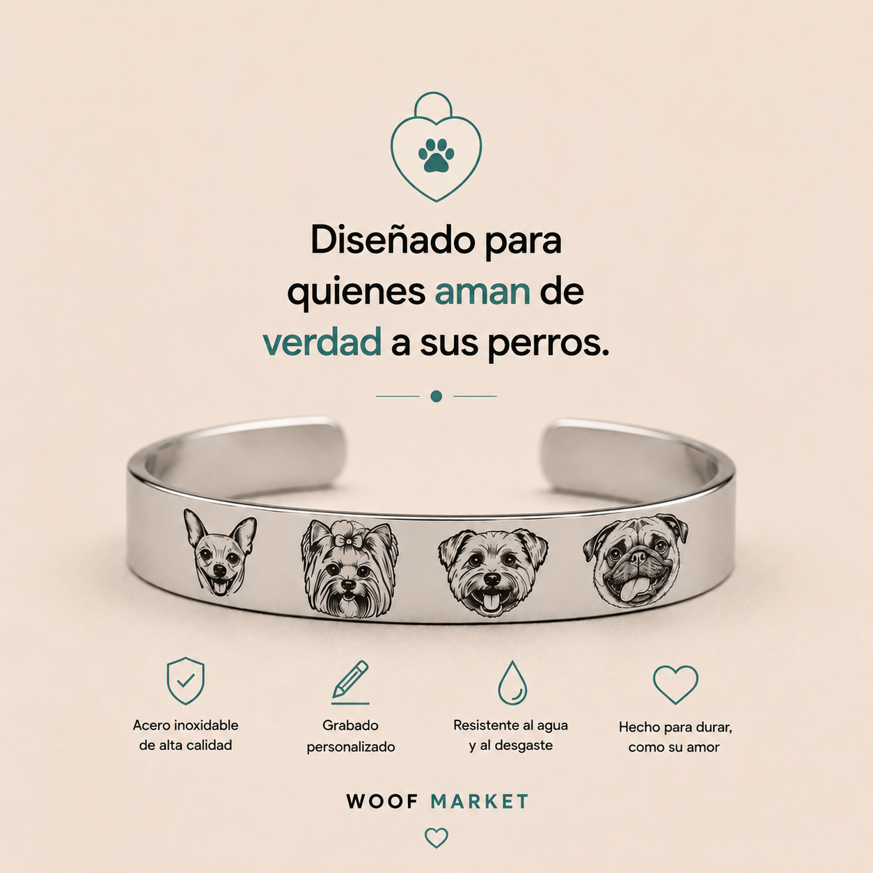🐾 Brazalete Personalizado con el Rostro de tus WOF WOOF