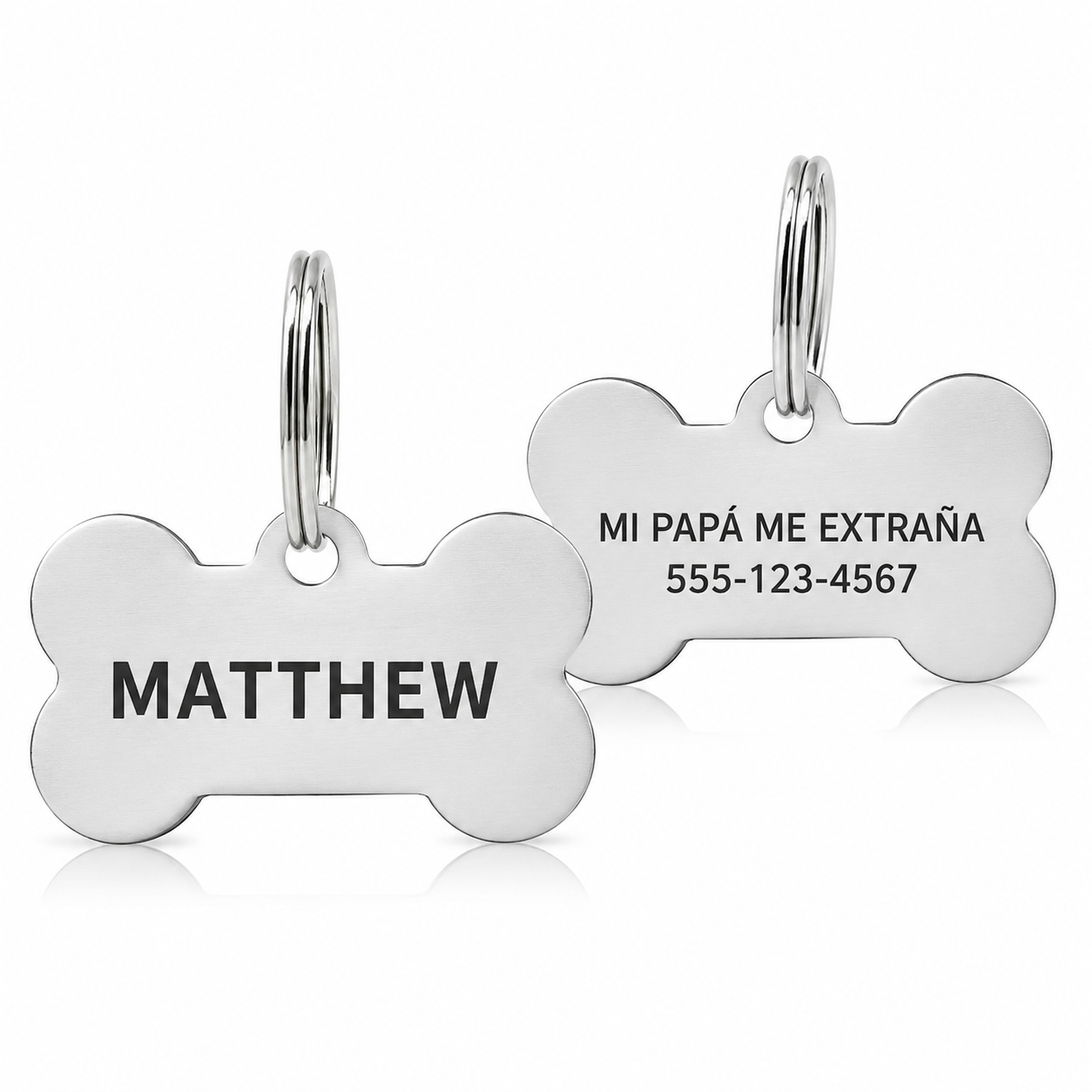Placa de Hueso Personalizada – Grabado Antipérdida en Acero Inoxidable