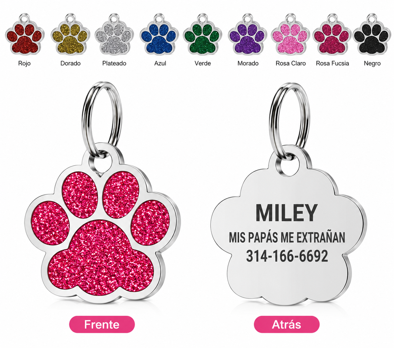 ✨ Huellita ID Personalizada con Glitter