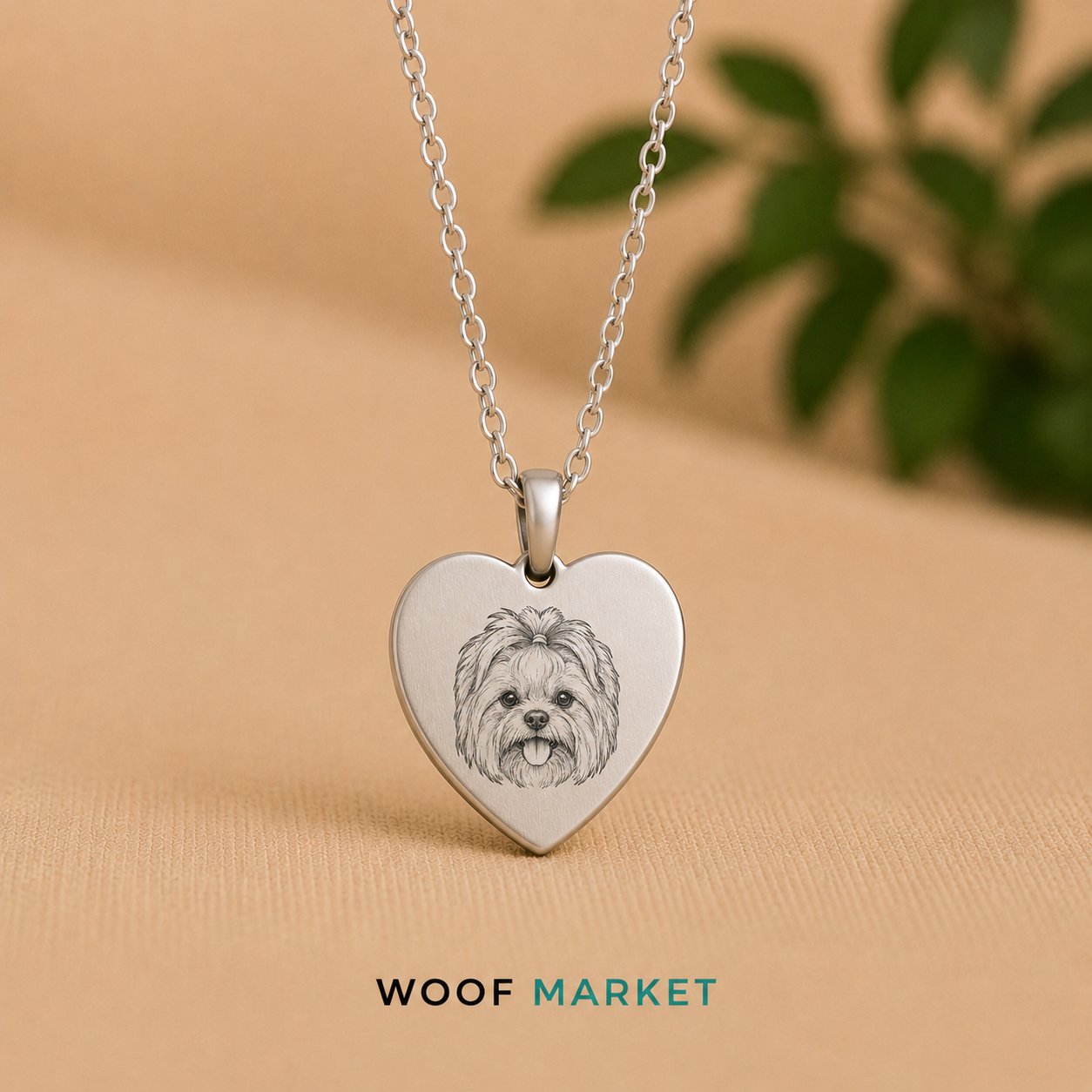 Collar Corazón Personalizado con la Carita de tu WOF WOOF