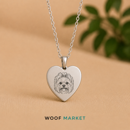 Collar Corazón Personalizado con la Carita de tu WOF WOOF