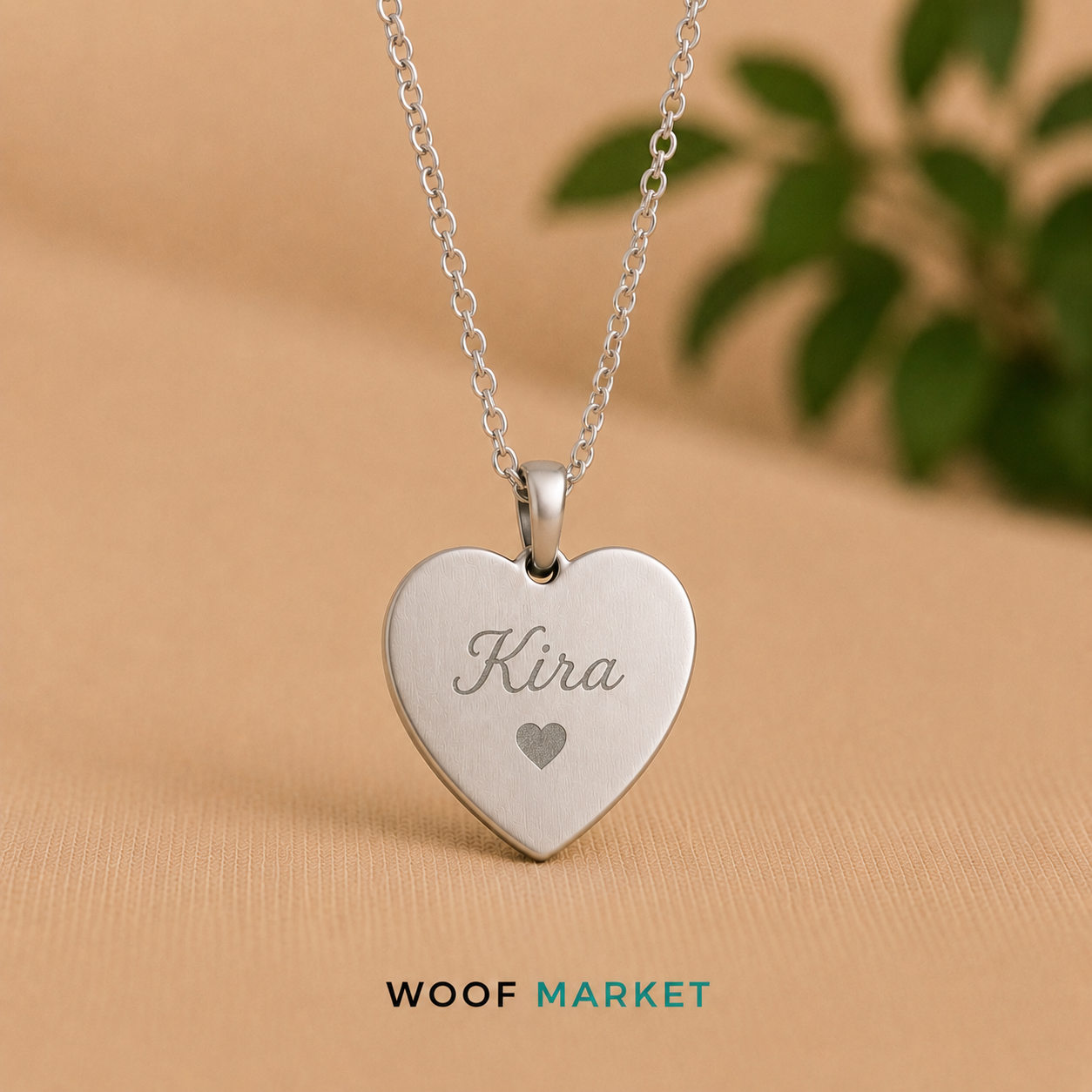 Collar Corazón Personalizado con la Carita de tu WOF WOOF