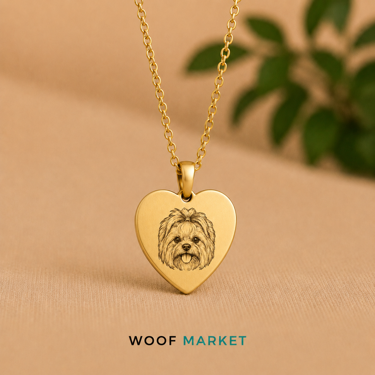 Collar Corazón Personalizado con la Carita de tu WOF WOOF