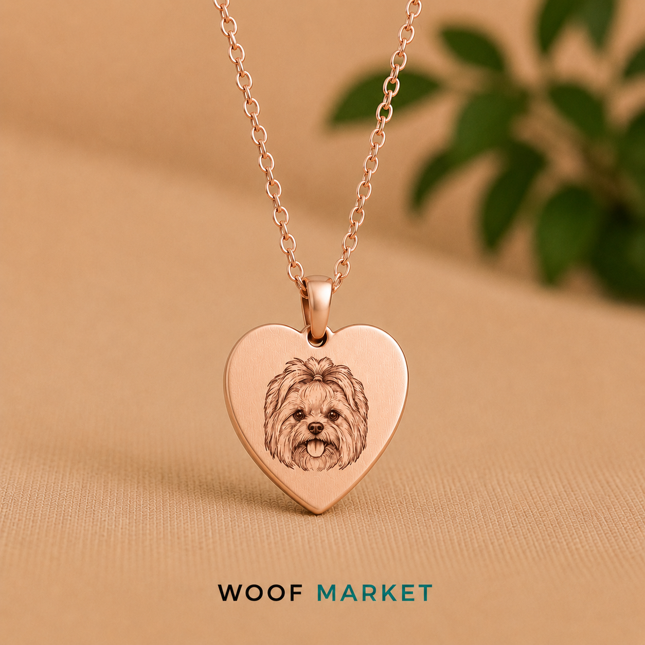 Collar Corazón Personalizado con la Carita de tu WOF WOOF