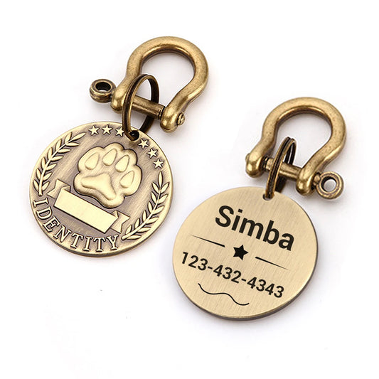 Placa Militar Vintage para Mascotas – Grabado Personalizado Antipérdida con Gancho Retro