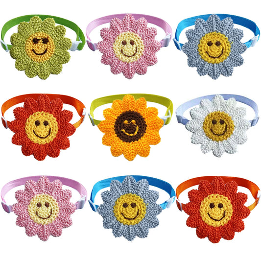 Collar Floral Sonriente – Packs de 50 o 100 Flores Tejidas para Mascotas Felices