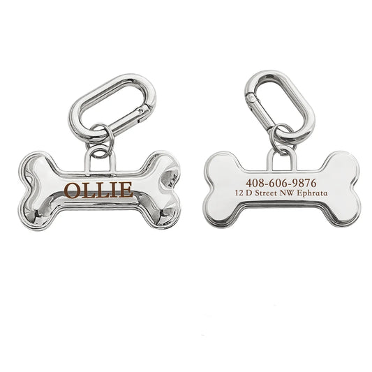 Placa de Hueso Premium con Mosquetón – Grabado Personalizado Elegante para Mascotas